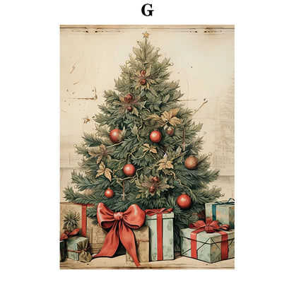 Kerst schilderij Santa Claus bij kerstboom – klassieke winter decoratie op canvas