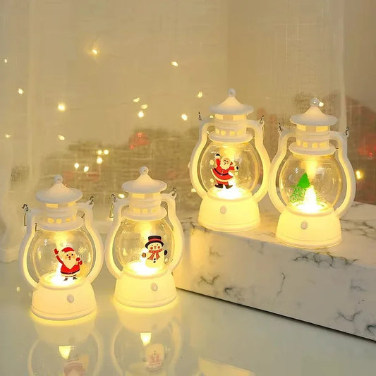 Kerst lamp lantaarn met LED en kerstman decoratie voor huis en feestdagen