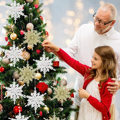 Kersthanger glitter sneeuwvlokken wit of goud – set van 1 tot 10 stuks voor boom of decoratie