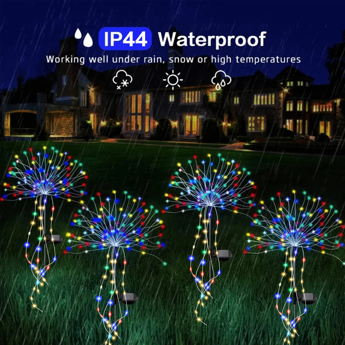Solar Kerst verlichting vuurwerk lamp met 8 standen voor tuin en feest