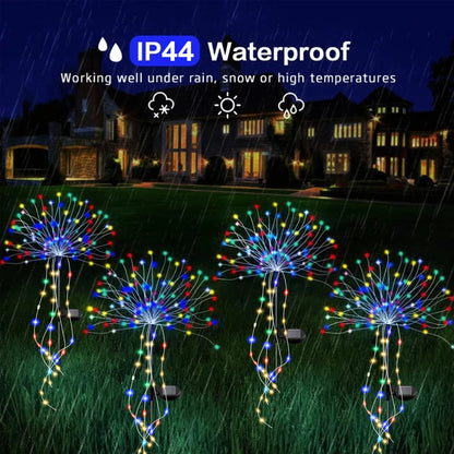 Solar Kerst verlichting vuurwerk lamp met 8 standen voor tuin en feest
