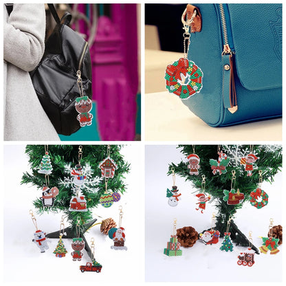 Diamond Painting Kerst Sleutelhangers – Set van 15 Dubbelzijdige Ornamenten
