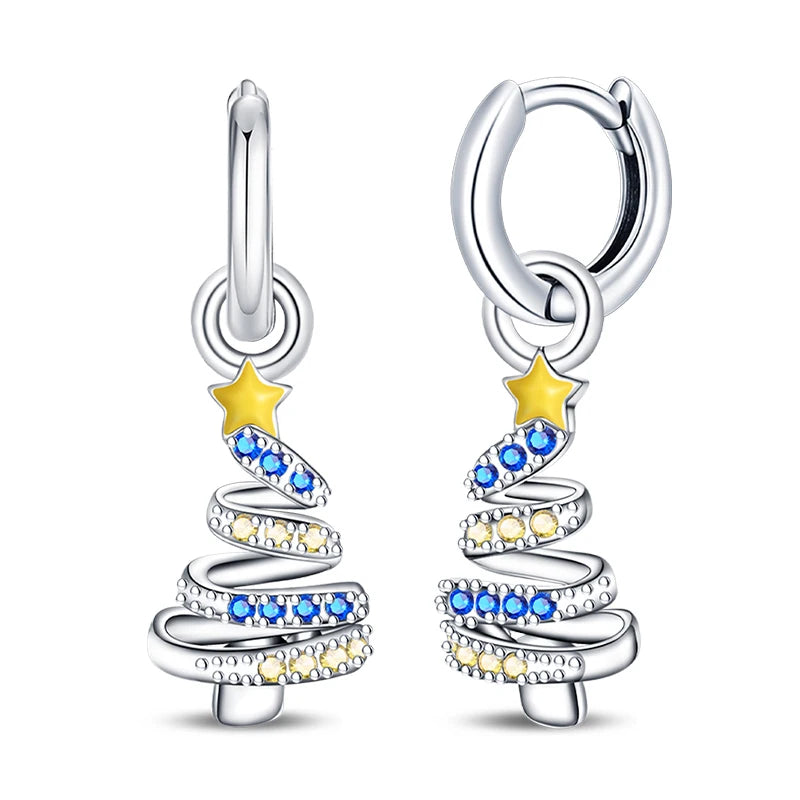 Kerst oorbellen 925 zilver sneeuwvlok met fonkelende zirkonia