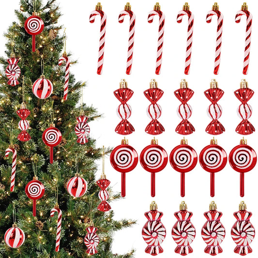 Kerstboom ornament set rood ster sneeuwvlok kerstballen decoratie - 6 stuks
