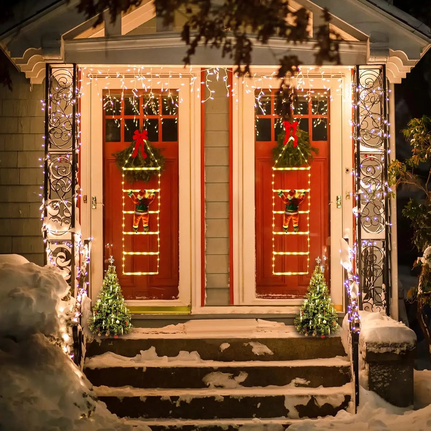 Kerst LED Klimmende Kerstman op Ladder met Verlichting voor Binnen Decoratie
