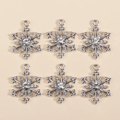 Kerst hanger sneeuwvlok charme met parel en zirkonia – 10 stuks - diverse kleuren en opties