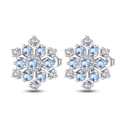 Kerst oorbellen 925 zilver sneeuwvlok met fonkelende zirkonia