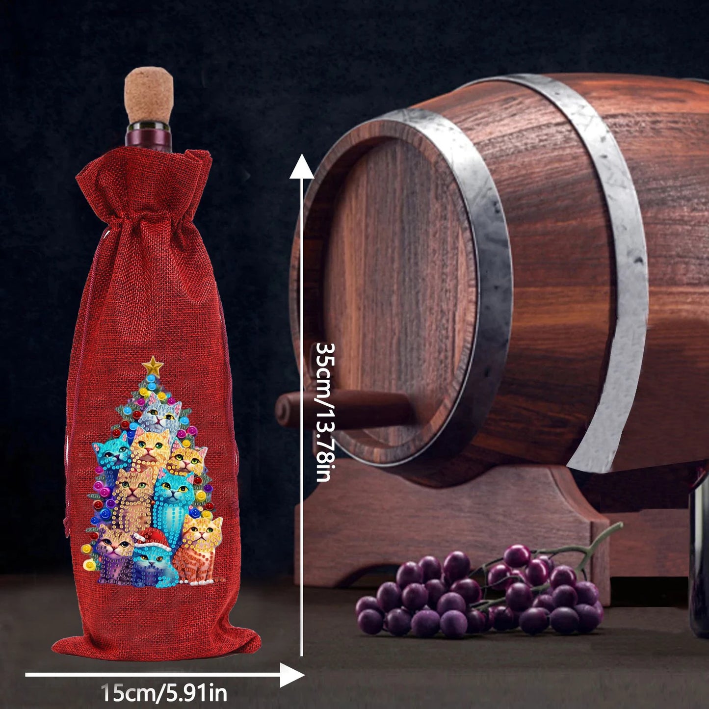 Diamond Painting Kerst Wijnfles Tas - Feestelijke Decoratie