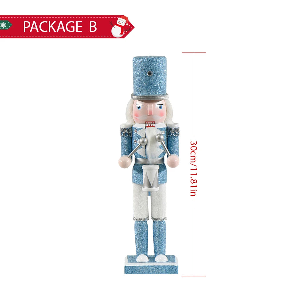 Kerst pop notenkraker houten soldaat blauw 30cm decoratie
