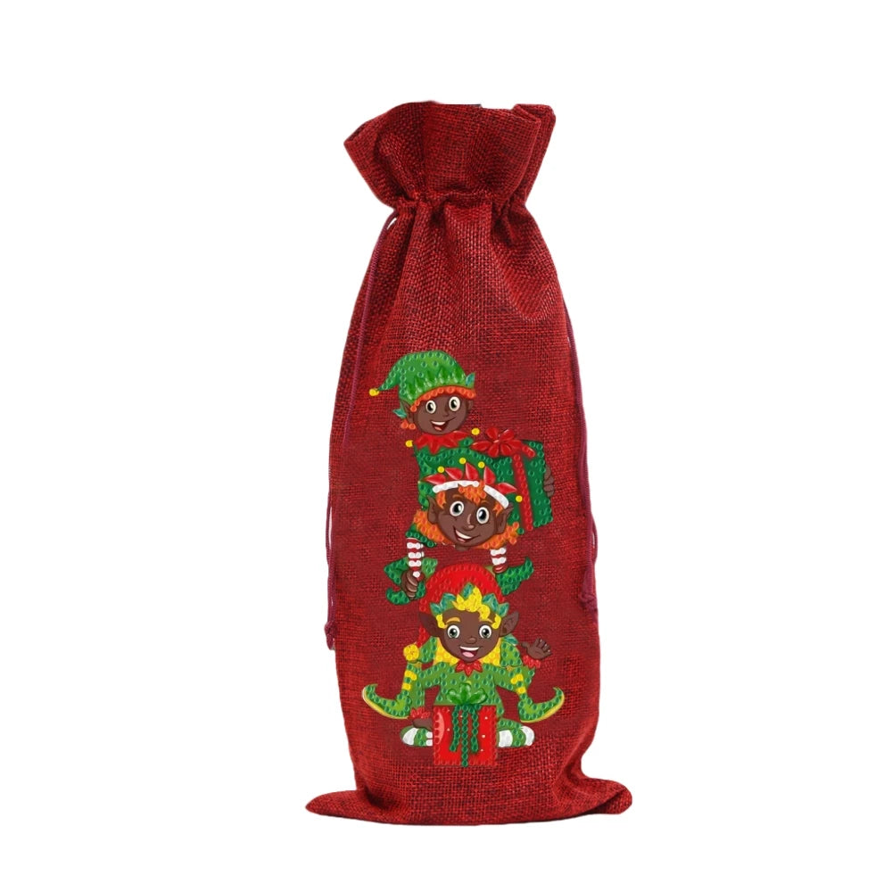 Diamond Painting Kerst Wijnfles Tas - Feestelijke Decoratie