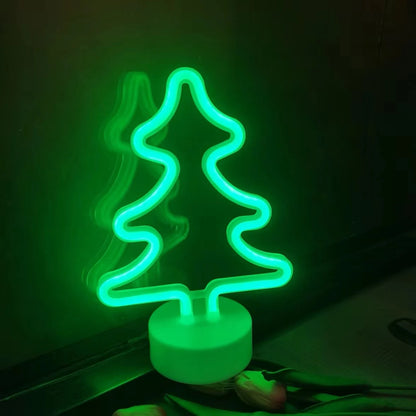 Kerst lamp neon kerstboom LED tafeldecoratie met USB en batterijen