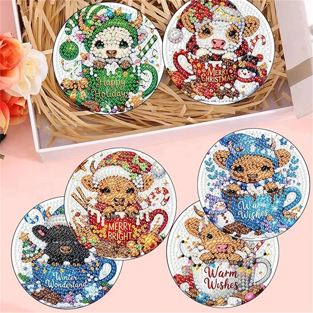 Diamond Painting Onderzetters Dieren – Set van 8 met Houder