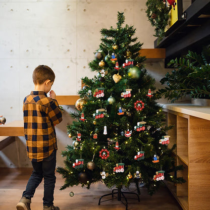 Kerstboom ornament houten trein hanger kerstdecoratie mini poppetje