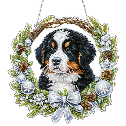 Diamond Painting Kerstkrans Acryl Raamhanger met Strass Steentjes - GH378