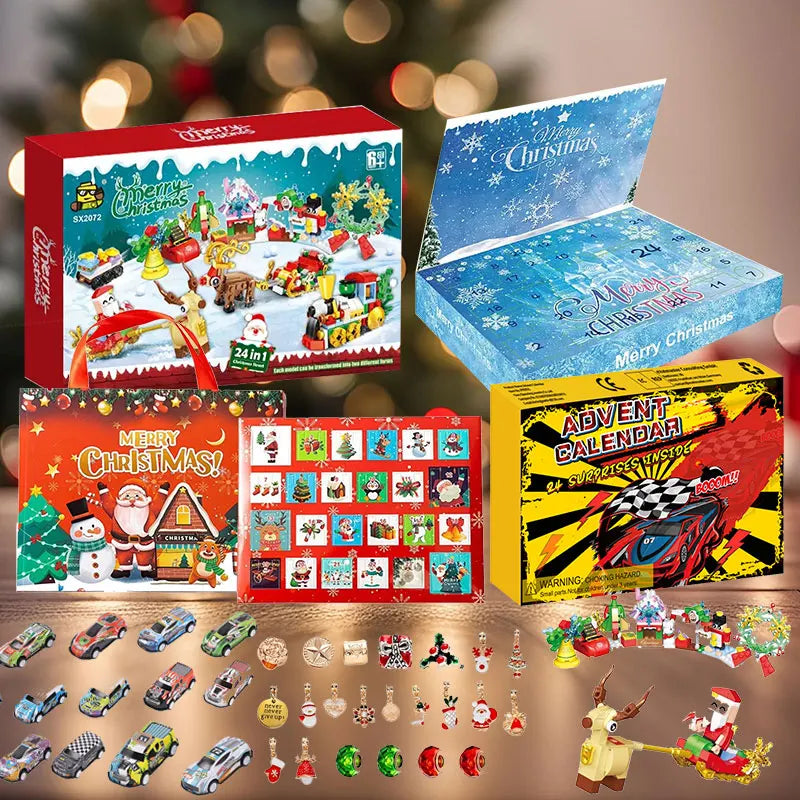 Adventkalender met verrassingen – Auto’s, sieraden en kerstornamenten voor jongens en meisjes