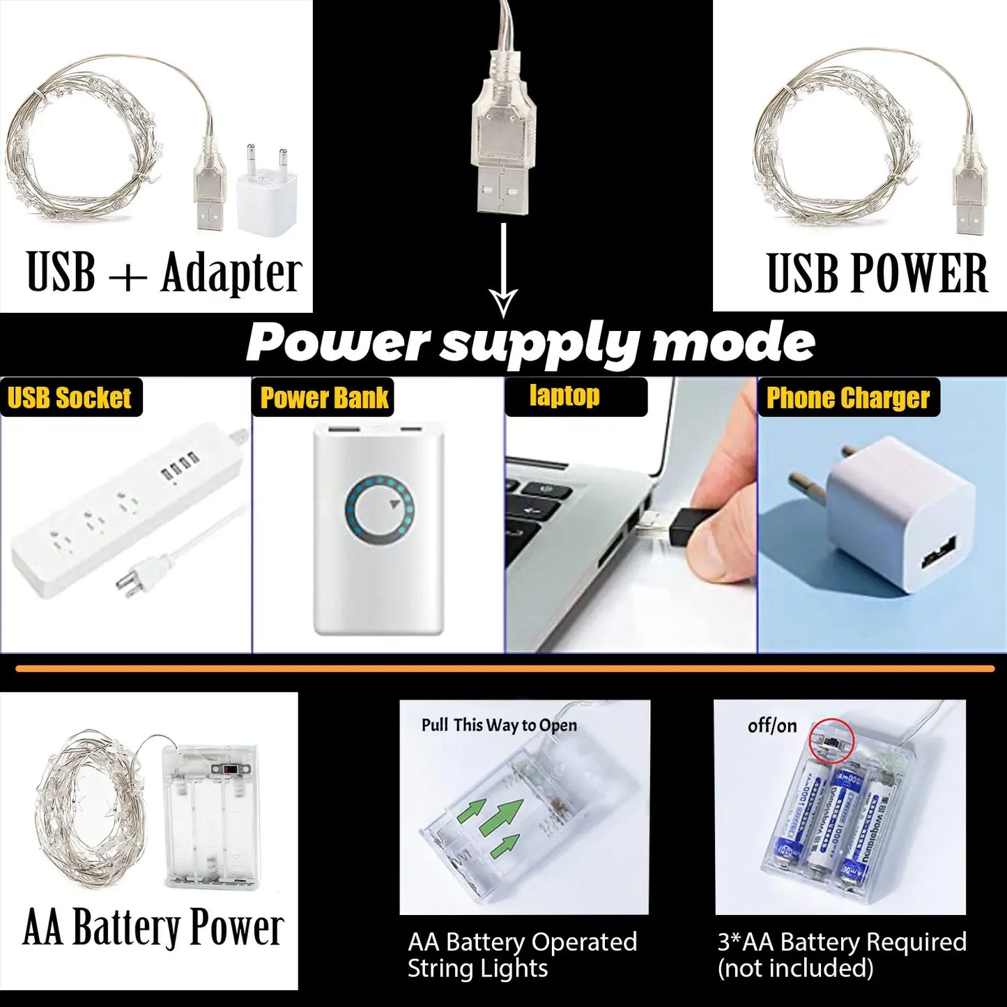 Kerst Lichtsnoer 4M Sterren Mini LED Sfeerverlichting op Batterijen – Binnen & Buiten