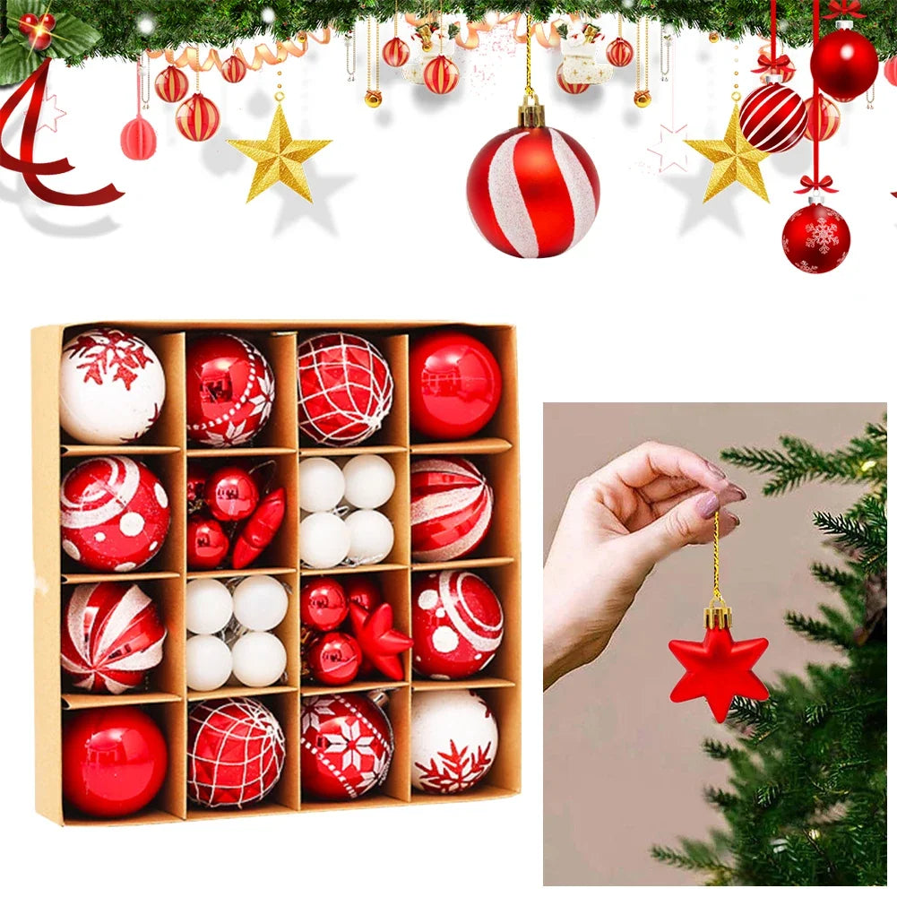 Kerstballen set 42 stuks – kunststof kerstdecoratie Ø6 cm