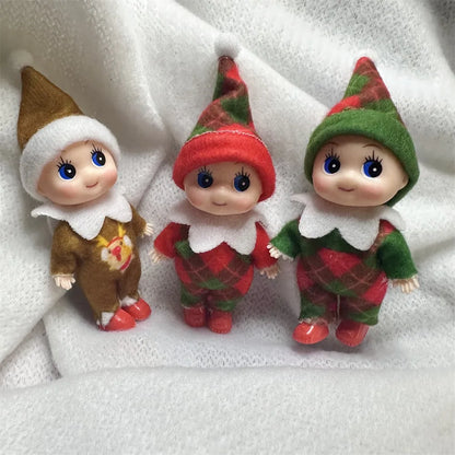 Kerst pop tweeling elf jongen en meisje – feestelijke mini decoratie