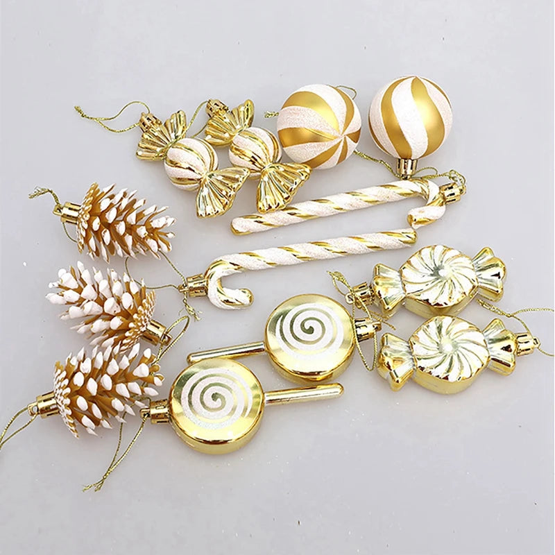 Kerstballen set 13-delig – Lollies, zuurstokken & dennenappels als hanger