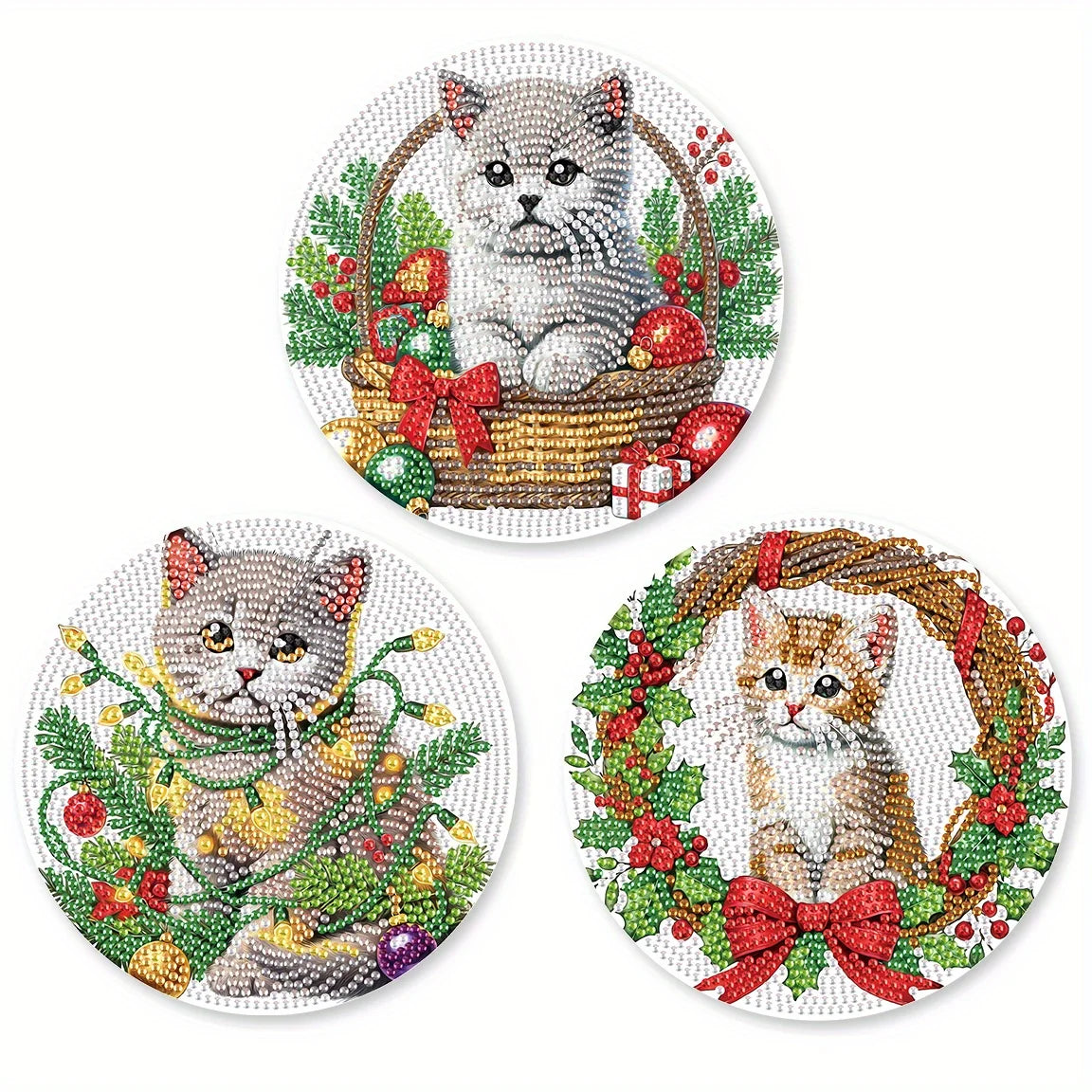 Diamond Painting Placemat met Schattige Kat – Set van 3 – DIY Tafeldecoratie