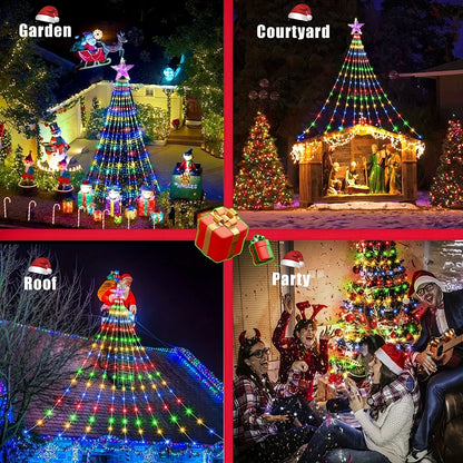 Led Kerstboom Slinger Verlichting 280 LED Sterren Waterdicht voor Tuin en Balkon