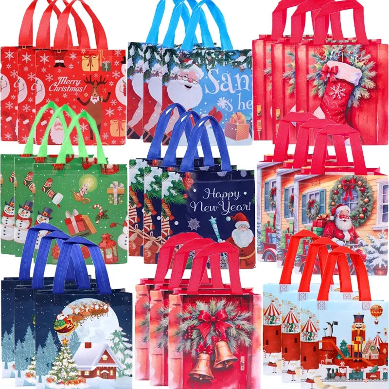 Kerst cadeau verpakking – Herbruikbare stoffen tas met kerstman of sneeuwpop ontwerp