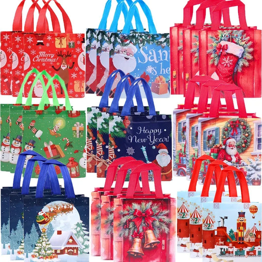 Kerst cadeau verpakking – Herbruikbare stoffen tas met kerstman of sneeuwpop ontwerp