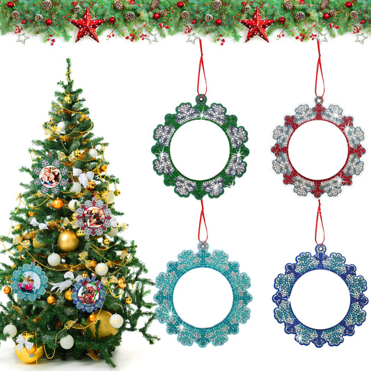 Diamond Painting Kersthangers fotolijst kerstdecoratie set 4 stuks - SDZ006