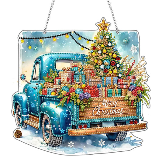 Diamond Painting Kerstkrans Acryl Raamhanger met Strass Steentjes - GH381