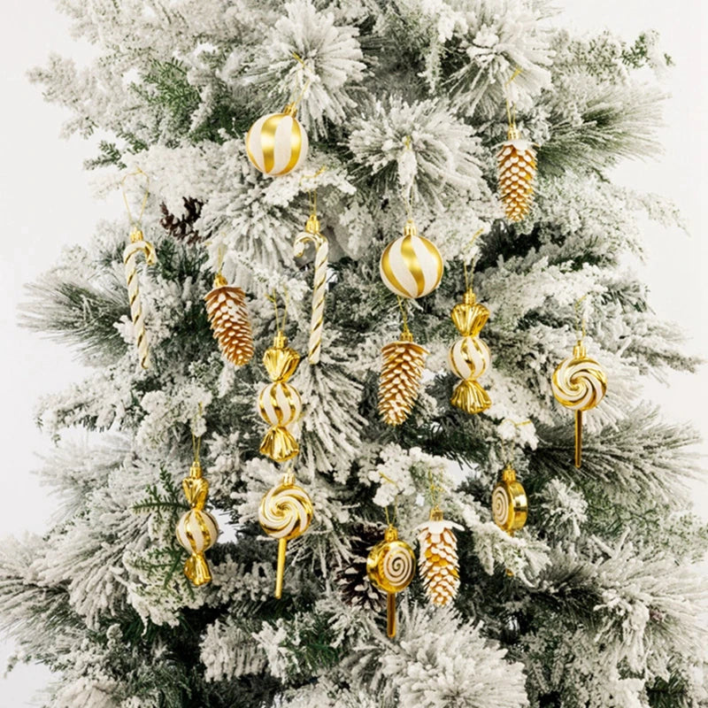 Kerstballen set 13-delig – Lollies, zuurstokken & dennenappels als hanger