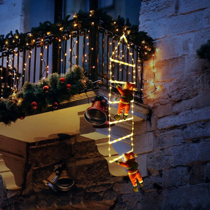 Kerst LED Klimmende Kerstman op Ladder met Verlichting voor Binnen Decoratie