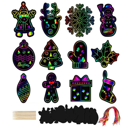 Krastekeningen Kerstset – 12 Magische Regenboog Ornamenten