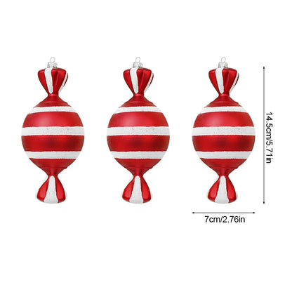 Kerstballen set – Grote Lolly & Rood-Wit Suikerstok Hangers voor Kerstboom