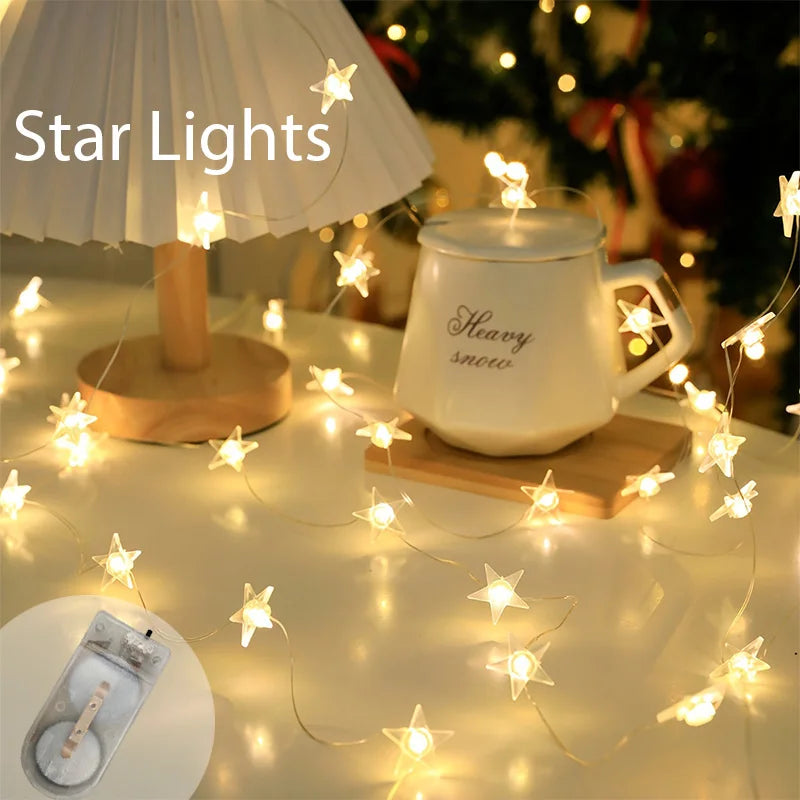 Kerst Lichtsnoer 4M Sterren Mini LED Sfeerverlichting op Batterijen – Binnen & Buiten