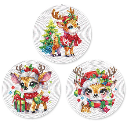Diamond Painting Placemat schattig hert – set van 3 ronde onderzetters