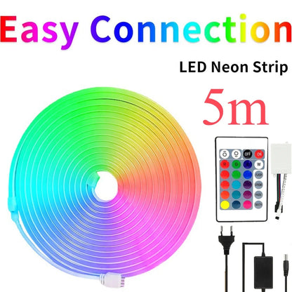 Led strip neon touwverlichting RGB 5/10 meter waterdicht met afstandsbediening