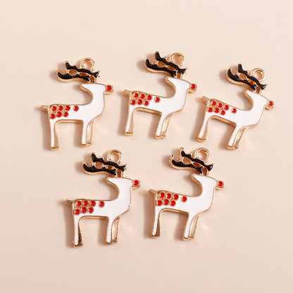 Kerst hanger/bedel voor ketting of armband – Emaille rendier kerstcollectie - 20 stuks