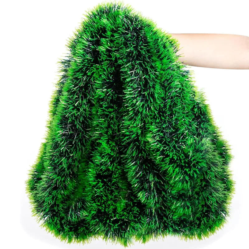 Kerst Guirlande met Strik en Glanzend Lint – Groene Decoratieve Slinger voor Boom, Krans en Feestdecoratie