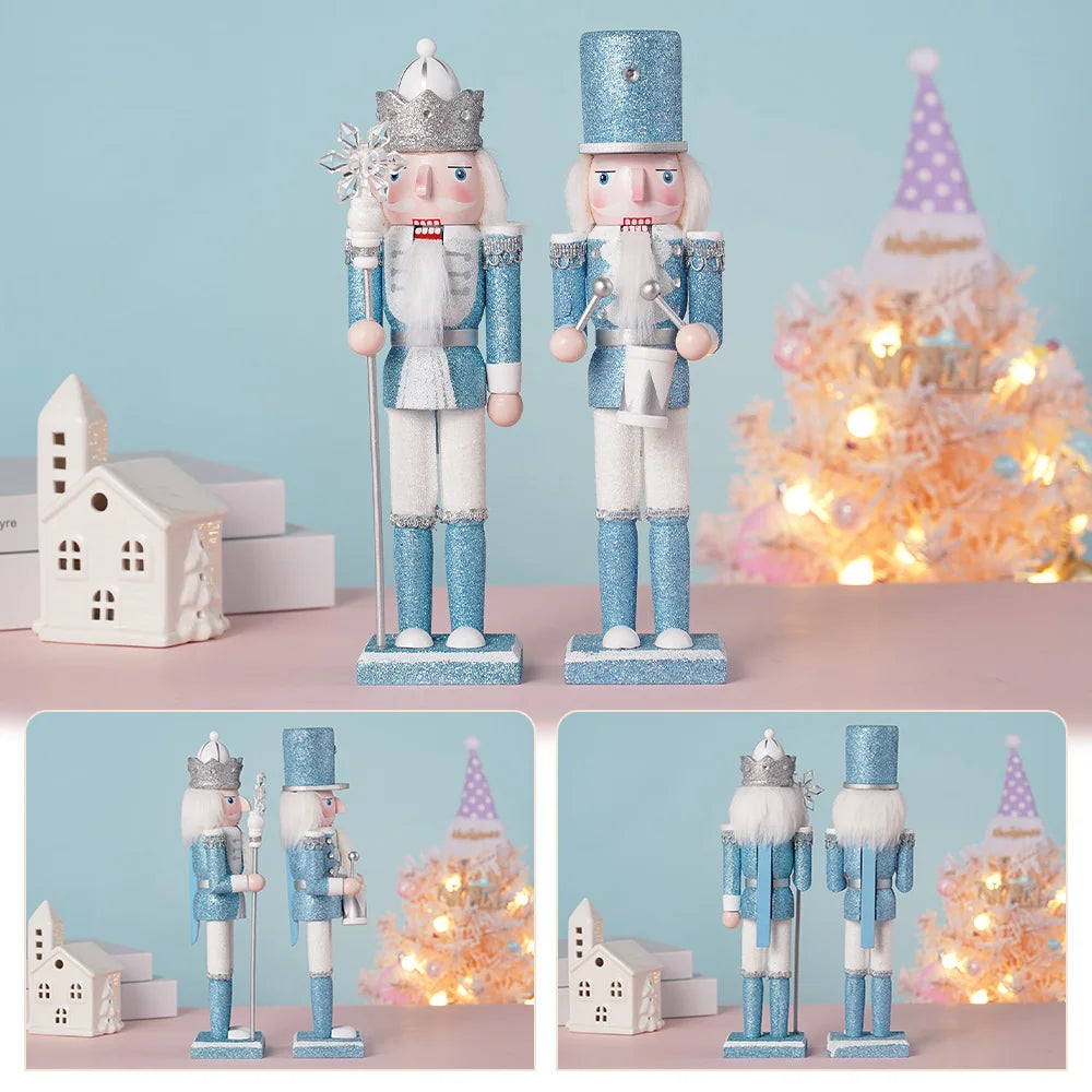 Kerst pop notenkraker houten soldaat blauw 30cm decoratie