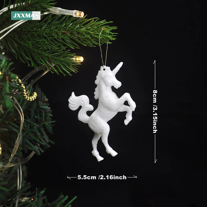 Kerst ornament voor in Kerstboom met eenhoorn hanger set – 4 stuks
