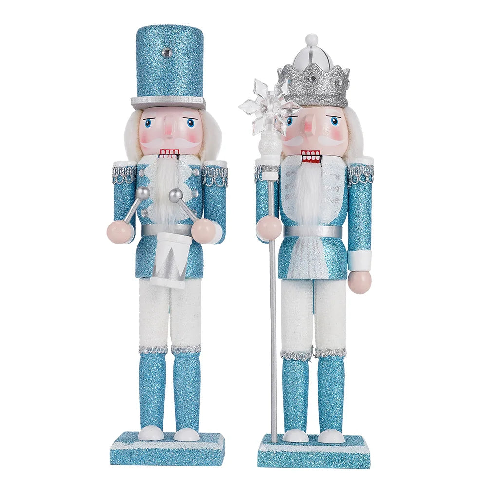 Kerst pop notenkraker houten soldaat blauw 30cm decoratie