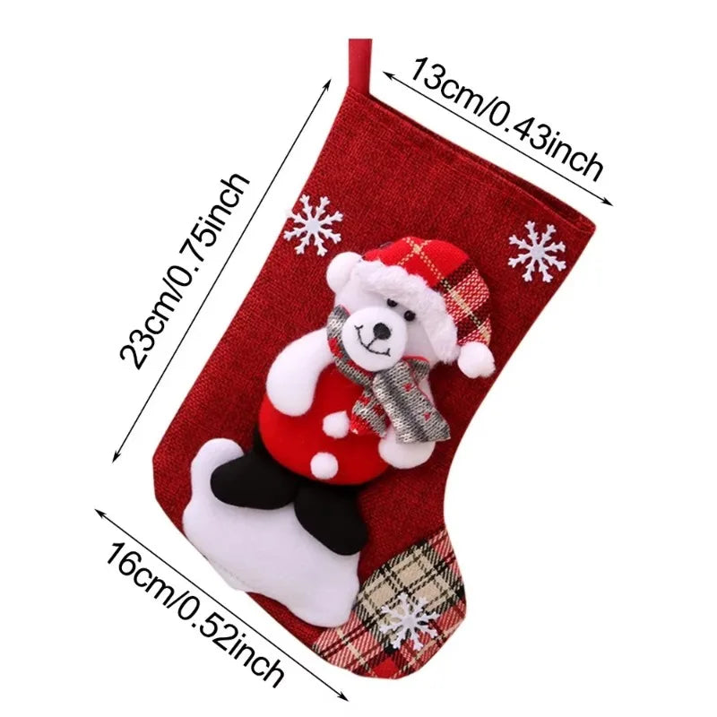 Kerst sok (decoratief) set van 4 – Santa, sneeuwman, rendier en beer pluche