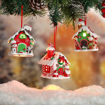 Kerst LED Hanger Peperkoekhuis met sneeuwpop of Kerstman Ornament