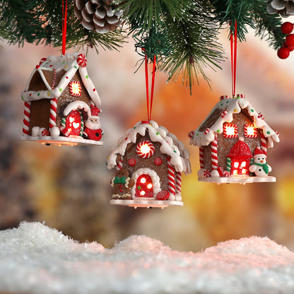 Kerst LED Hanger Peperkoekhuis met sneeuwpop of Kerstman Ornament