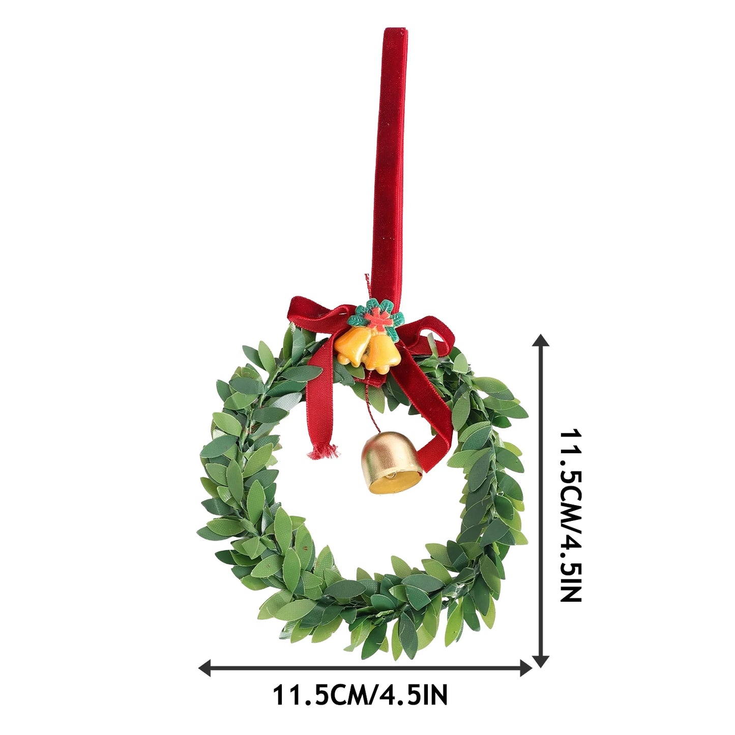 Kerst krans met bel, kunstgroen en fluwelen strik voor deur of haard