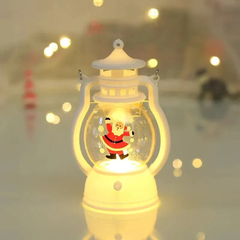 Kerst lamp lantaarn met LED en kerstman decoratie voor huis en feestdagen