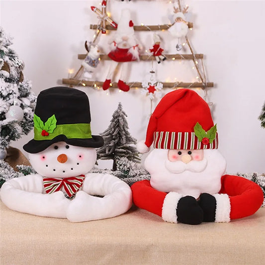 Kerst pop knuffel 105cm kerstman en sneeuwpop boomdecoratie feestelijk