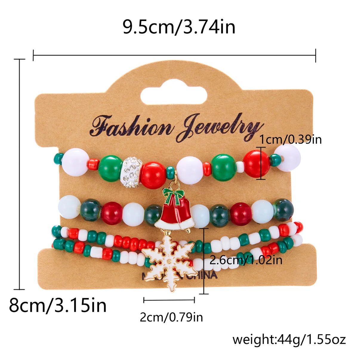 Kerst armband set met kerstboom rendier en kerstman kralen (4 stuks)