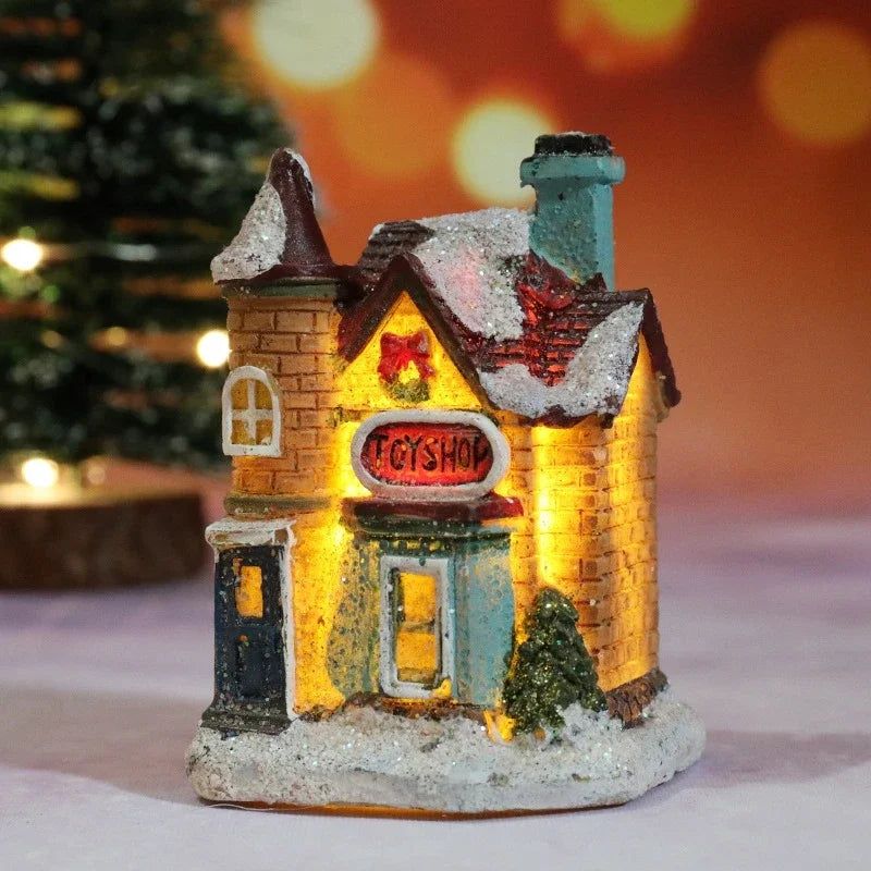 Verlicht Kerst figuur sfeervol huis met warm wit licht voor feestelijke decoratie