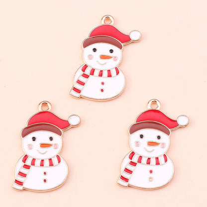Kerst hangers mix sneeuwpop, Kerstman en meer emaille bedels voor sieraden - 10 stuks